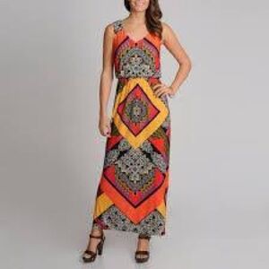 Soho Apparel Patterned Sleeveless Sundress Maxi Dress Size Large